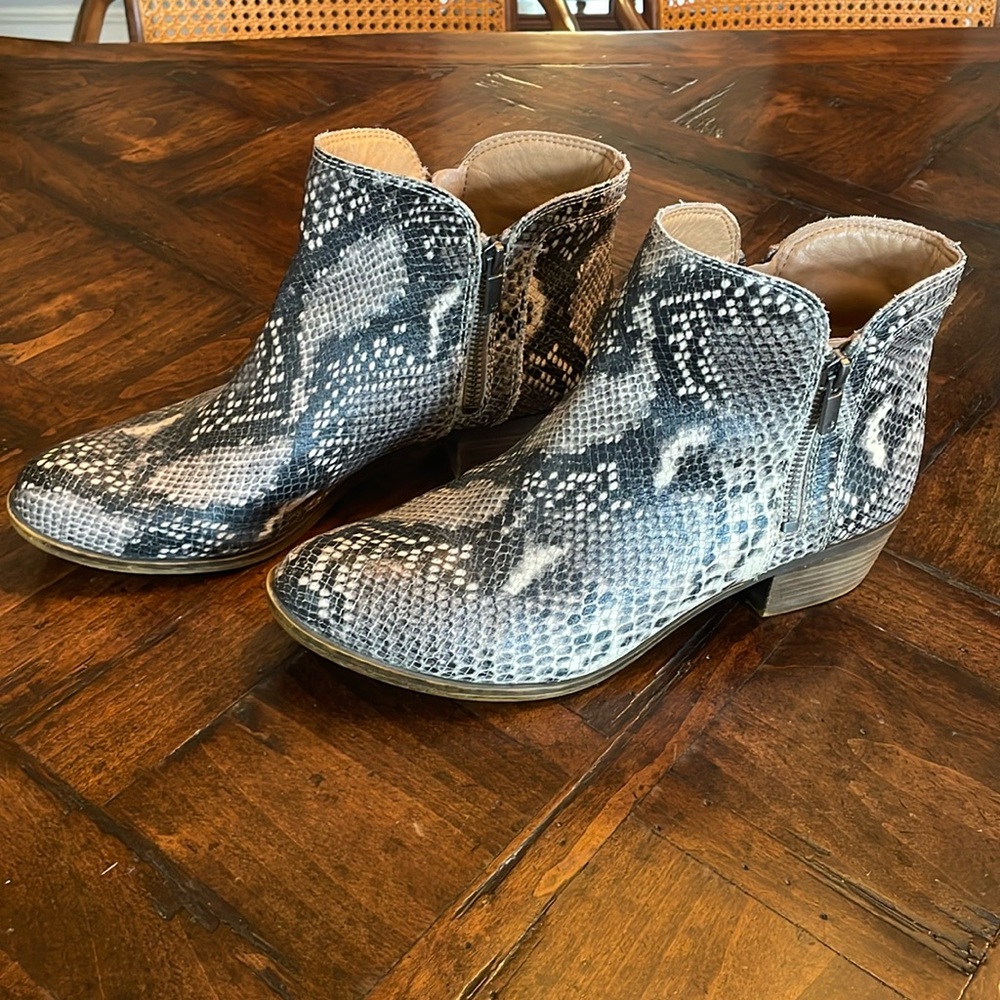 Faux snakeskin boots